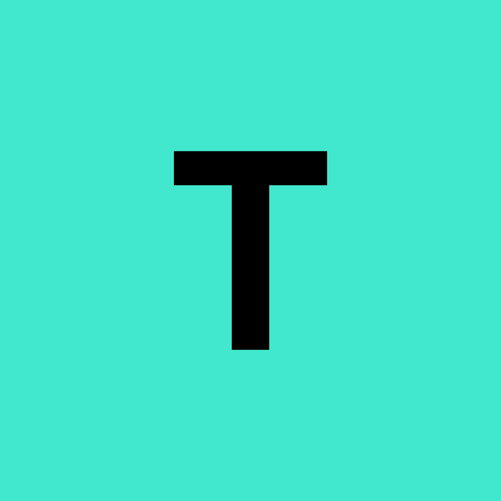 The teknetik symbol: a black capital T on signal teal.