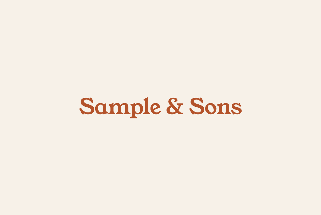 The front of the Sample & Sons business card: the logo on cream. Sample & Sons is a sample business, not a client.
