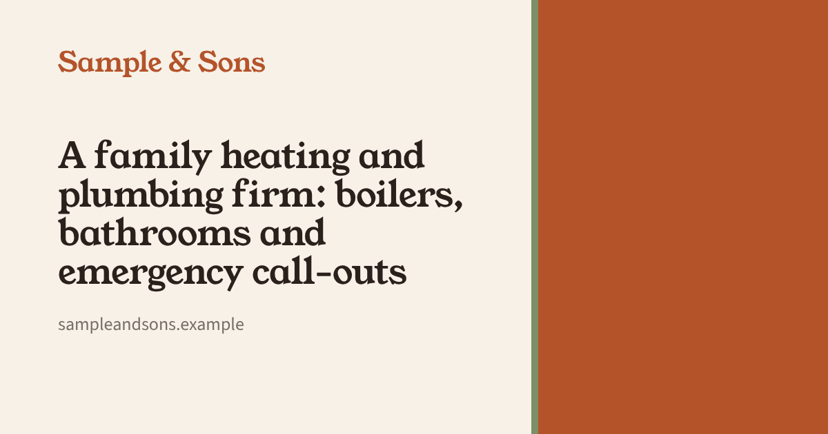 The Sample & Sons link preview with the logo and a line about the business. Sample & Sons is a sample business, not a client.